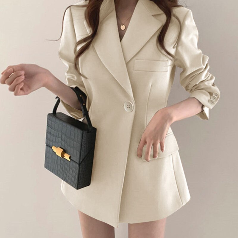 Blazer Women Autumn Thin Section Korean Version Ins Style Wind Retro Khaki Shirt Loose Casual Blazer Suit Female Solid Blazer