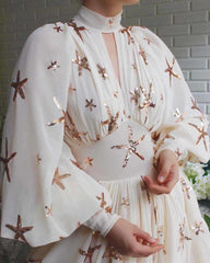 Long Dress White Dress New Women Turtleneck High Slit Maxi Dress Elegant Sequined Tunic Classy Evening Party Formal A-Line Maxi