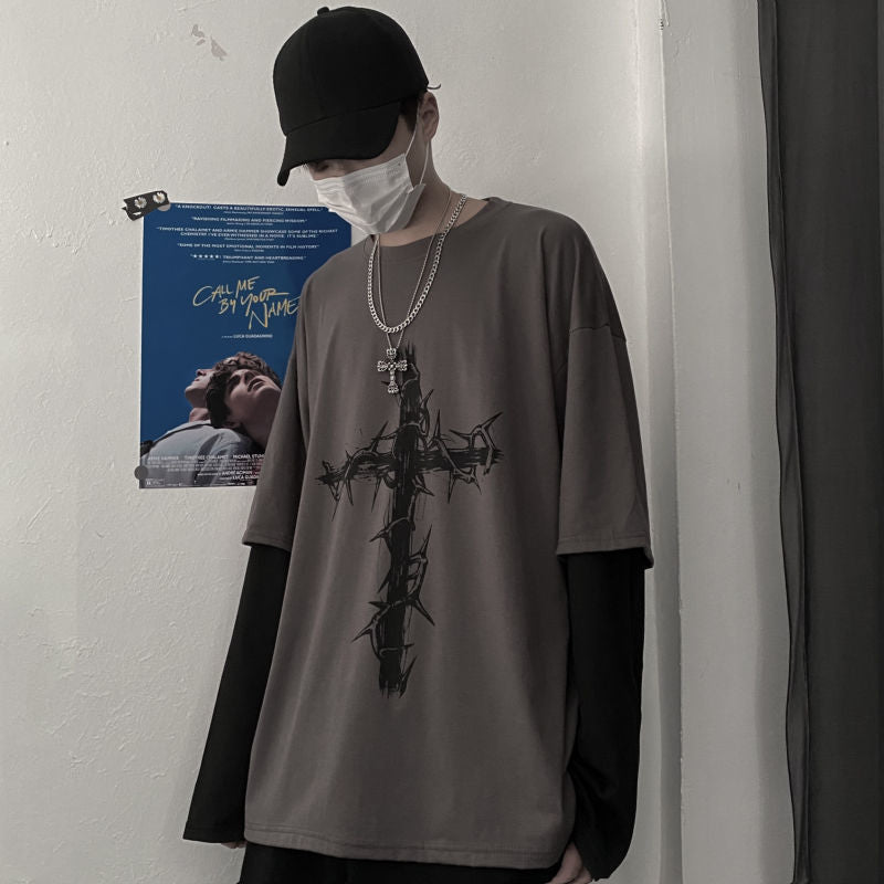Lizakosht Gothic Goth Style Tshirt 2021 Mall Goth Tops Punk Long Sleeve Oversized T-shirt Japanese Streetwear Fashion Korean Style