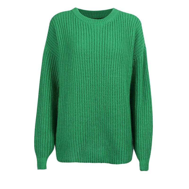 Weird Puss Knit Loose Soft Sweater Women Long Sleeve Sweatshirt Solid Wild Pullover Casual O-Neck Streetwear Autumn Trend Tops