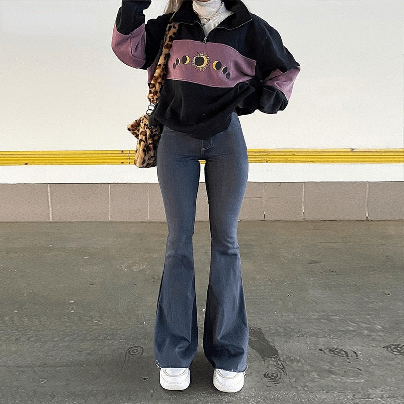 New style jeans retro brown high waist high stretch bootcut jeans women y2k baggy wide leg jeans vintage streetwear
