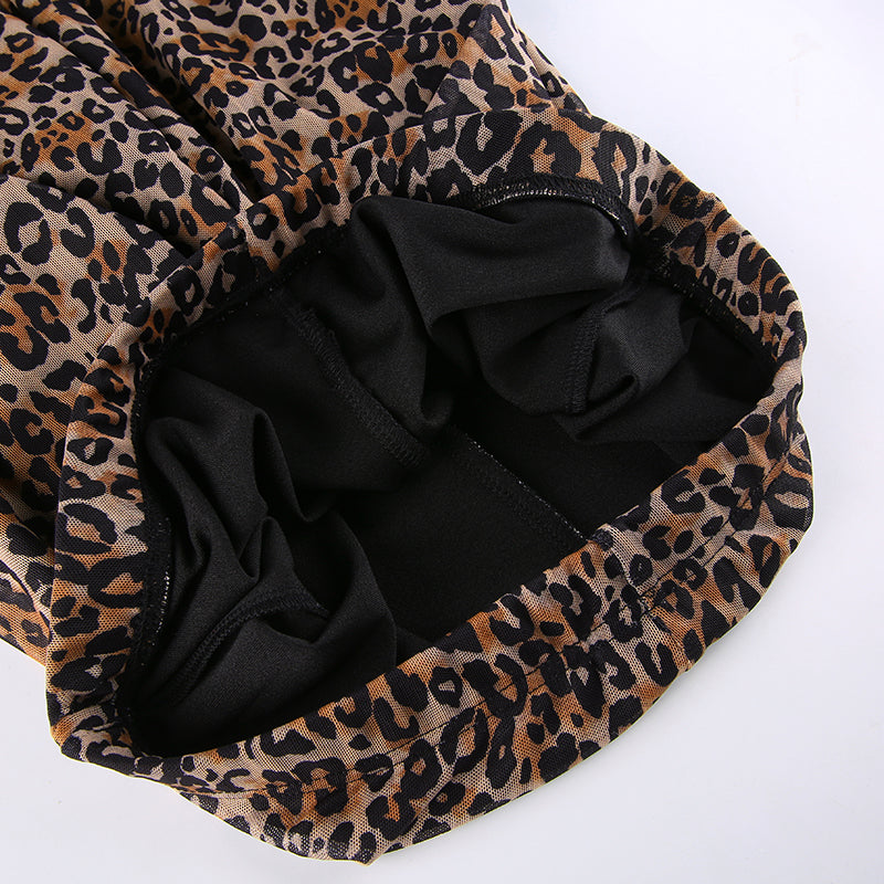 Y2K Pants E Girl Trousers Women Animal Leopard Flare Skinny Pant Two-layers Mesh Aesthetic Female Sweatpants Spring Lady Bottoms
