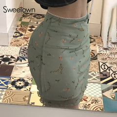 Lizakosht 2000s Aesthetic Cute Mni Skirts Womens Double Layer Mesh Flower Print Kawaii Clothes Low Waist Slim Sexy Summer Skirt