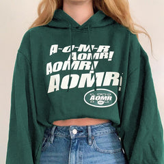 Green Letter Print Oversized Y2k Hoodies Women Sweatshirts Autumn Winter Hooded Pullover Streetwear 2021 Casual Sudaderas Hoodie