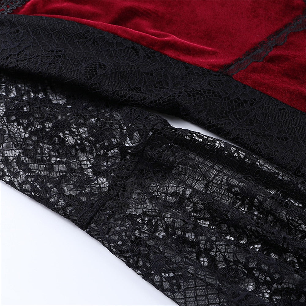 Gothic Dark Mesh Midi Dress Women Victorian Costume Velvet Robe Renaissance Witch Medieval Dresses Cosplay Wizard Halloween Y2k