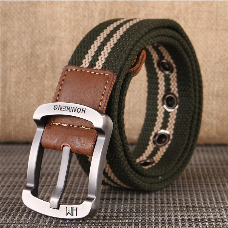 High quality Designer Luxury Brand Canvas Belt Metal Pin Bukcle Fabric Long Belts Men Trouser Multiple Colour Waist Accesories 4