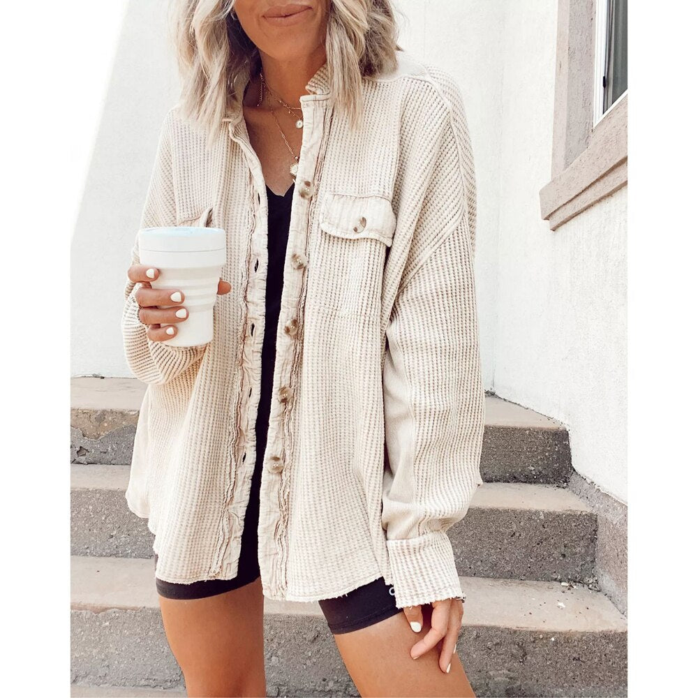 Autumn Winter Women Top Button Jacket Coat Fashion Casual Vintage Elegant Single Breasted Long Sleeve Outerwear Tops