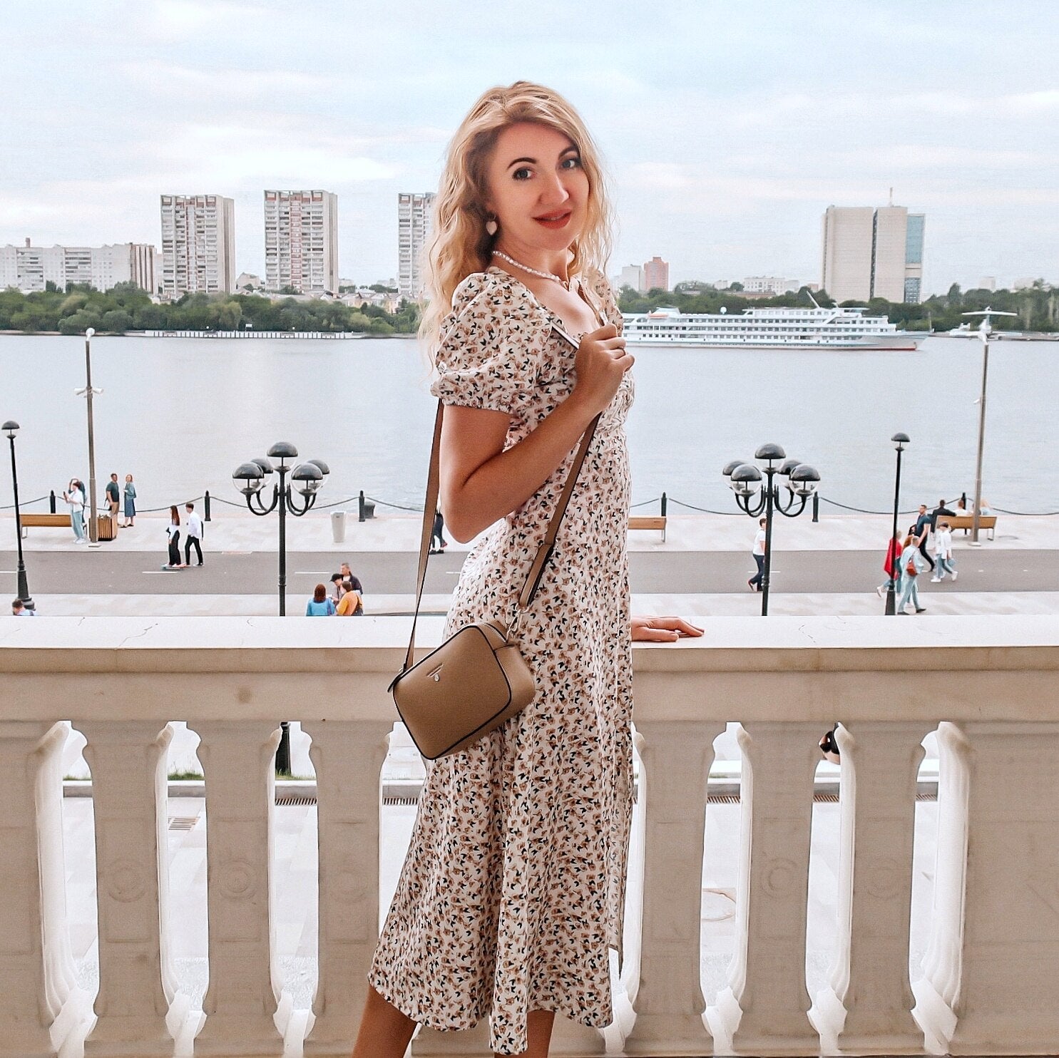 Summer Dress For Women 2022 Puff Sleeve Midi Dress Vintage Square Neck Floral Print Split Sundress Holiday Casual Dresses Women