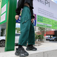 New Green Harajuku Cargo Pants Women Loose High Waist Pants Womens Streetwear Hip Hop trousers casual 2020 pantalon mujer pants