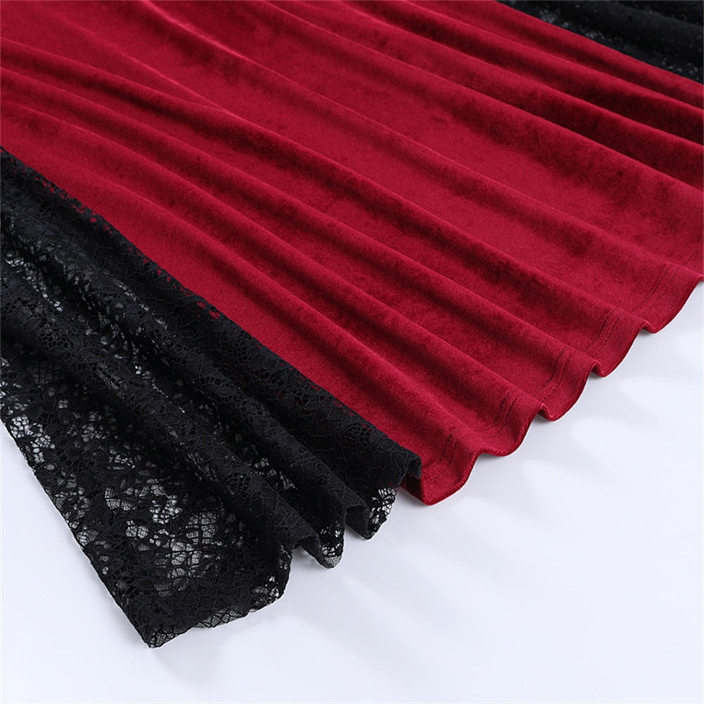 Gothic Dark Mesh Midi Dress Women Victorian Costume Velvet Robe Renaissance Witch Medieval Dresses Cosplay Wizard Halloween Y2k
