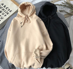 Women Autumn Solid Color Hoodies Couple Long Sleeve Hooded Sweatshirt Men Spring Casual Plus Size Fashion Loose Pullover Tops