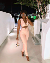 Hot Sale Women Summer Fashion Sexy V Neck Sequined Black Pink Two Piece Bandage Set 2021 Celebrity Designer Fashion Women's Set