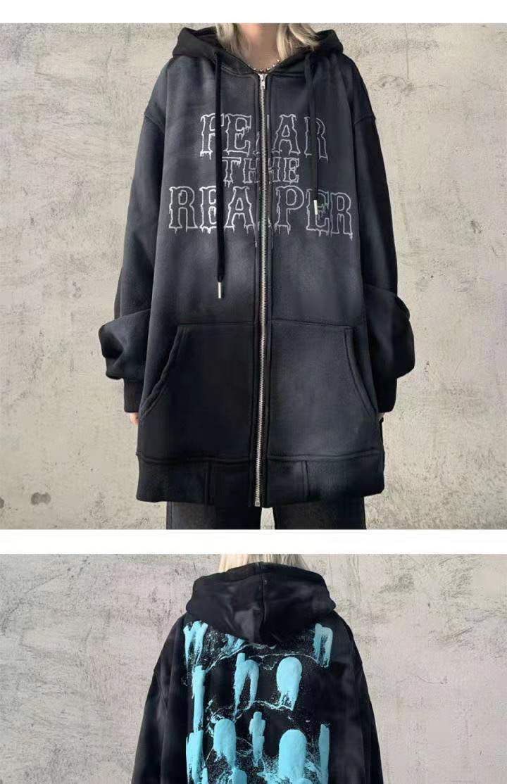 New Gothic Hoodies Women Clothes Fashion Vintage Ins Irregular Printing Long Sleeve Clothes for Teens Sweatshirt