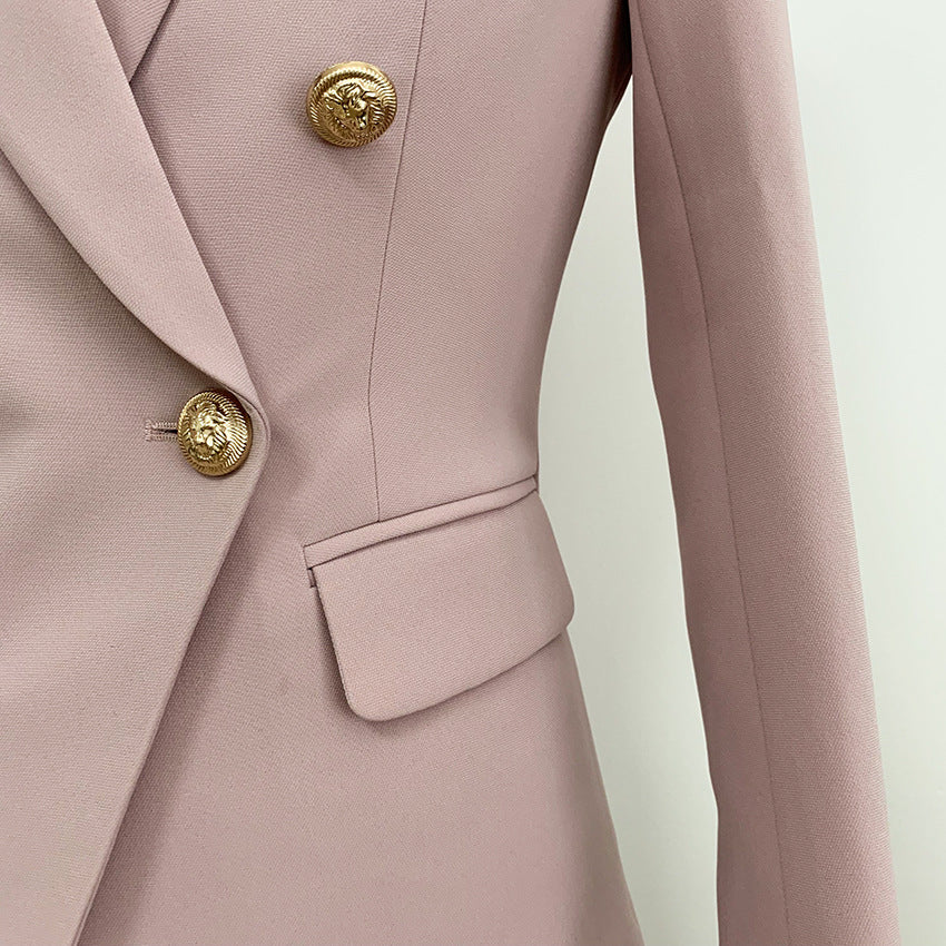Office Ladies women's pantsuit Red Pink Business Classic Double-breasted Buttons Nine Blazer Pants Set Two Piece Formal Suits