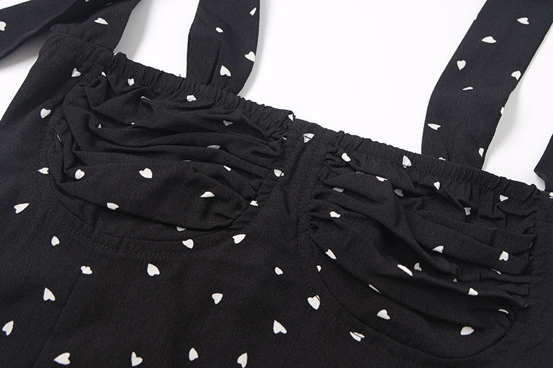 Sexy Cropped top t shirt Bandage Halter Ruched Black Flower tops for women Spring Autumn Ropa mujer Vetement femme Woman clothes