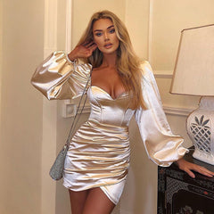 Lizakosht Sleeveless Satin High Split Sling Dress Spaghetti Straps Midi Dress O-Neck Sexy Elegant Women Party Dresses Backless Vestidos