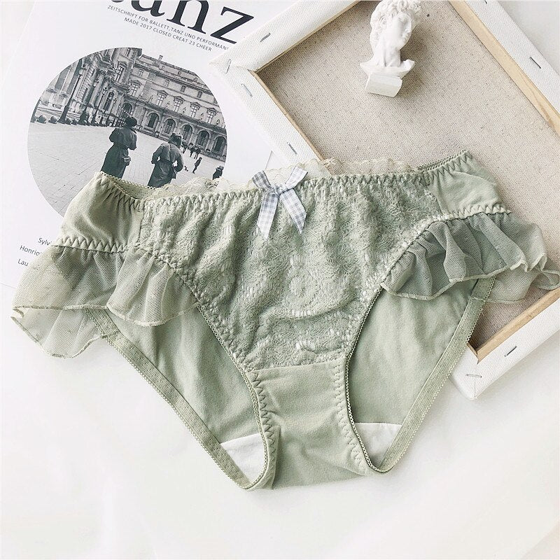 Wriufred cotton lace low waist briefs girl heart dream sweet underwear student underpants comfort cotton lining women panties