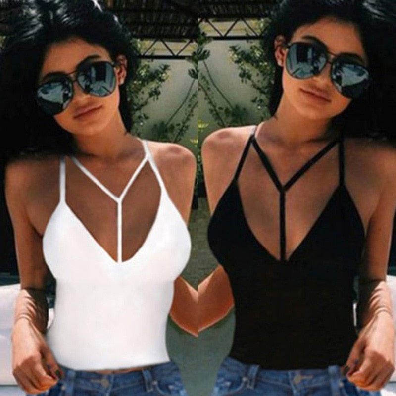 Summer 2022 Sexy Party Tops Backless Hollow Out Fitness Sleeveless Short Crop Tops Camisoles Streetwear Black Lace Up Crop Tops