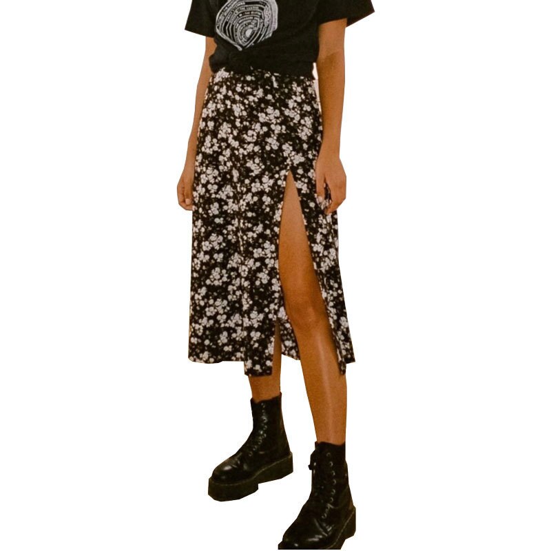 OUSLEE Spring/Summer Woman Summer Split Leopard Skirts Harajuku Chiffon Printing Split Skirts Streetwear Loose Sexy Skirts