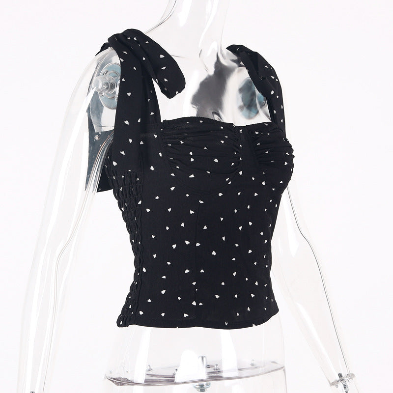 Sexy Cropped top t shirt Bandage Halter Ruched Black Flower tops for women Spring Autumn Ropa mujer Vetement femme Woman clothes
