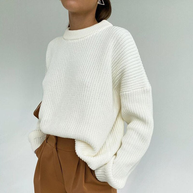 Weird Puss Knit Loose Soft Sweater Women Long Sleeve Sweatshirt Solid Wild Pullover Casual O-Neck Streetwear Autumn Trend Tops