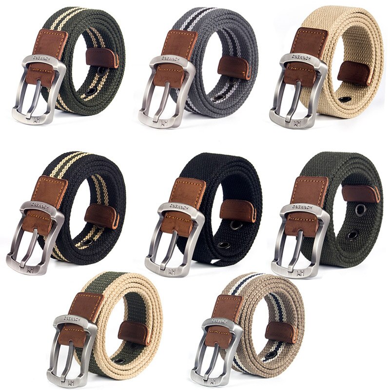 High quality Designer Luxury Brand Canvas Belt Metal Pin Bukcle Fabric Long Belts Men Trouser Multiple Colour Waist Accesories 4