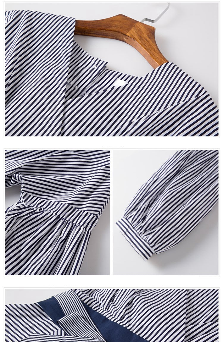 Lizakosht Lantern Sleeve Blouse Shirt Women Fashion Korean Style Summer Bow V-neck Striped Shirt Elegant Ladies Tops Female Clothing