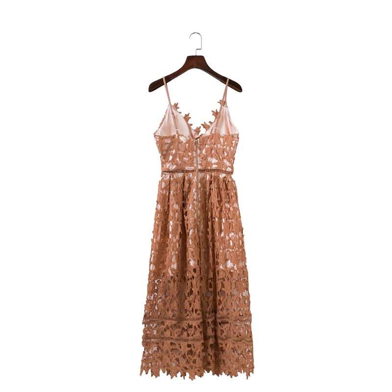 PERHAPS U Padded Hollow Out Lace Dress Lined Summer Dress Women Dress Midi Shirt Zipper Party White Sundress D0082
