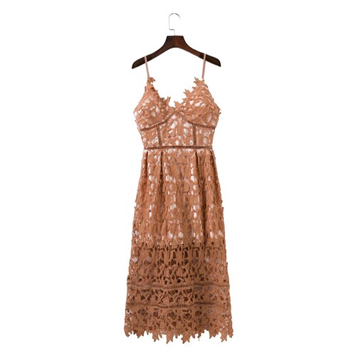 PERHAPS U Padded Hollow Out Lace Dress Lined Summer Dress Women Dress Midi Shirt Zipper Party White Sundress D0082