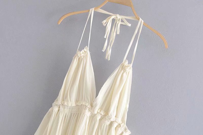 Lizakosht-Sexy Backless Lace Spliced Dress Summer Halter V-neck Mini Dresses Woman Dress Elegant Evening