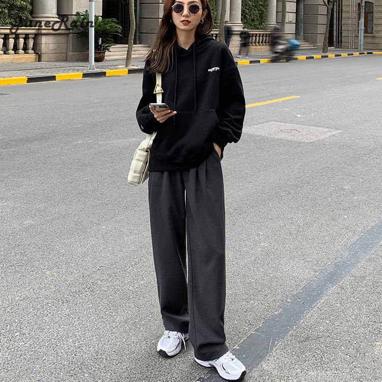 Lizakosht New Arrival Spring Summer High Waist Wide Leg White Pants Women Temperament Long Trouser Casual Street Office Lady Bottoms