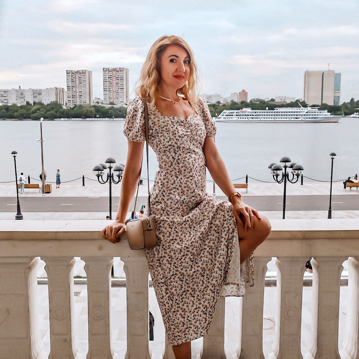 Summer Dress For Women 2022 Puff Sleeve Midi Dress Vintage Square Neck Floral Print Split Sundress Holiday Casual Dresses Women