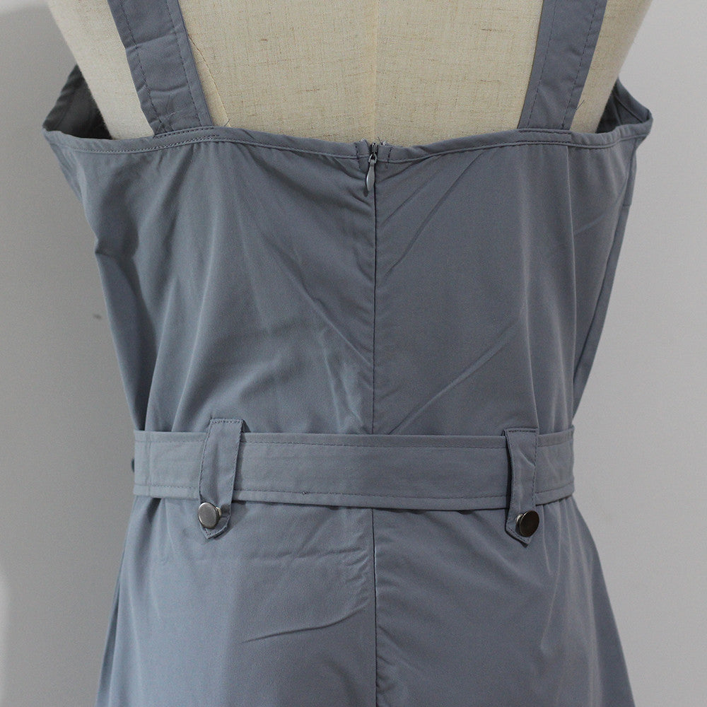 Jumpsuits Women Casual Cargo Playsuit Sleeveless O Neck Jumpsuit With Pocket and Belt Elegant Pencil Pants Loose Overalls