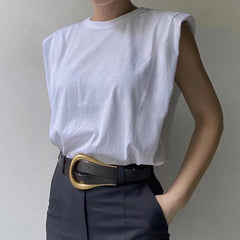 WannaThis Sleeveless O-Neck T-Shirt  Women Loose Casual Summer New2020 Solid Color Soft Cotton Basis Tees Simple Shirts Ladies
