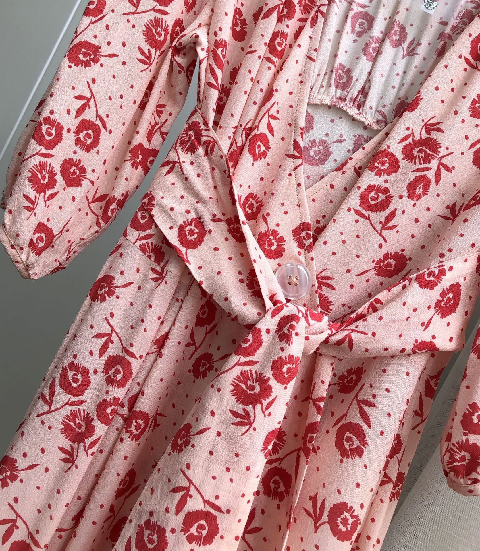 Lizakosht Women Dress New Vintage Floral printing Waist Wrap tea midi dress Long One-Piece Dress
