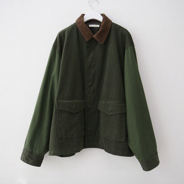 Lizakosht  Korean Thick Autumn Vintage Lapel Casual Style Loose Full Lantern Sleeve Coats and Jackets Women Army Green Streetwear