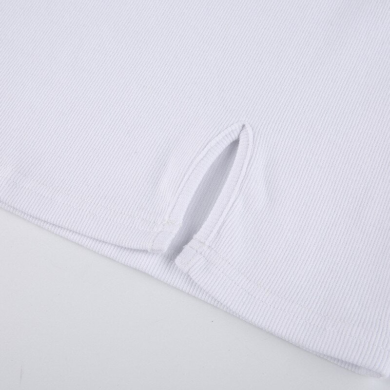 Womens Dresses New Arrival Summer Preppy Style Turn-Down Collar Tie Short Sleeve Slit Tshirt Dress 2000s Tight Knit White Dress