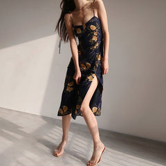 Bella French Sweet Vintage Boho Floral Dress Women Casual Spaghetti Strap Beach Cami Dress Summer Office Lady Party Vestidos