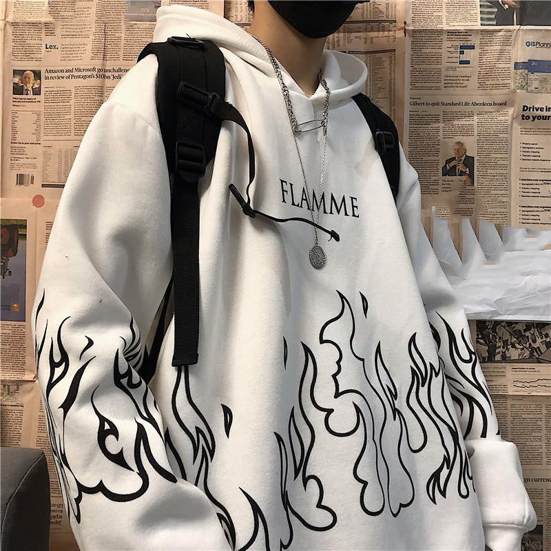 Plus Size Spring Autumn Clothes Sweatshirt Men Oversized Harajuku Hoodie Korean Style Streetwear Tops Print Long Sleeve Pullover