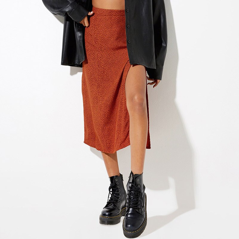 OUSLEE Spring/Summer Woman Summer Split Leopard Skirts Harajuku Chiffon Printing Split Skirts Streetwear Loose Sexy Skirts