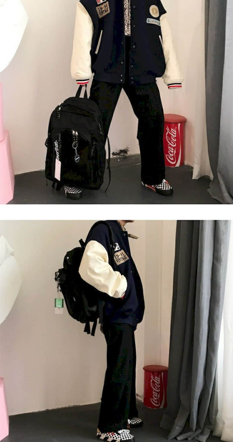 Vintage collage jacket 2021 winter new Korean plus velvet thick coat men women loose baseball uniform couple preppy streetwear