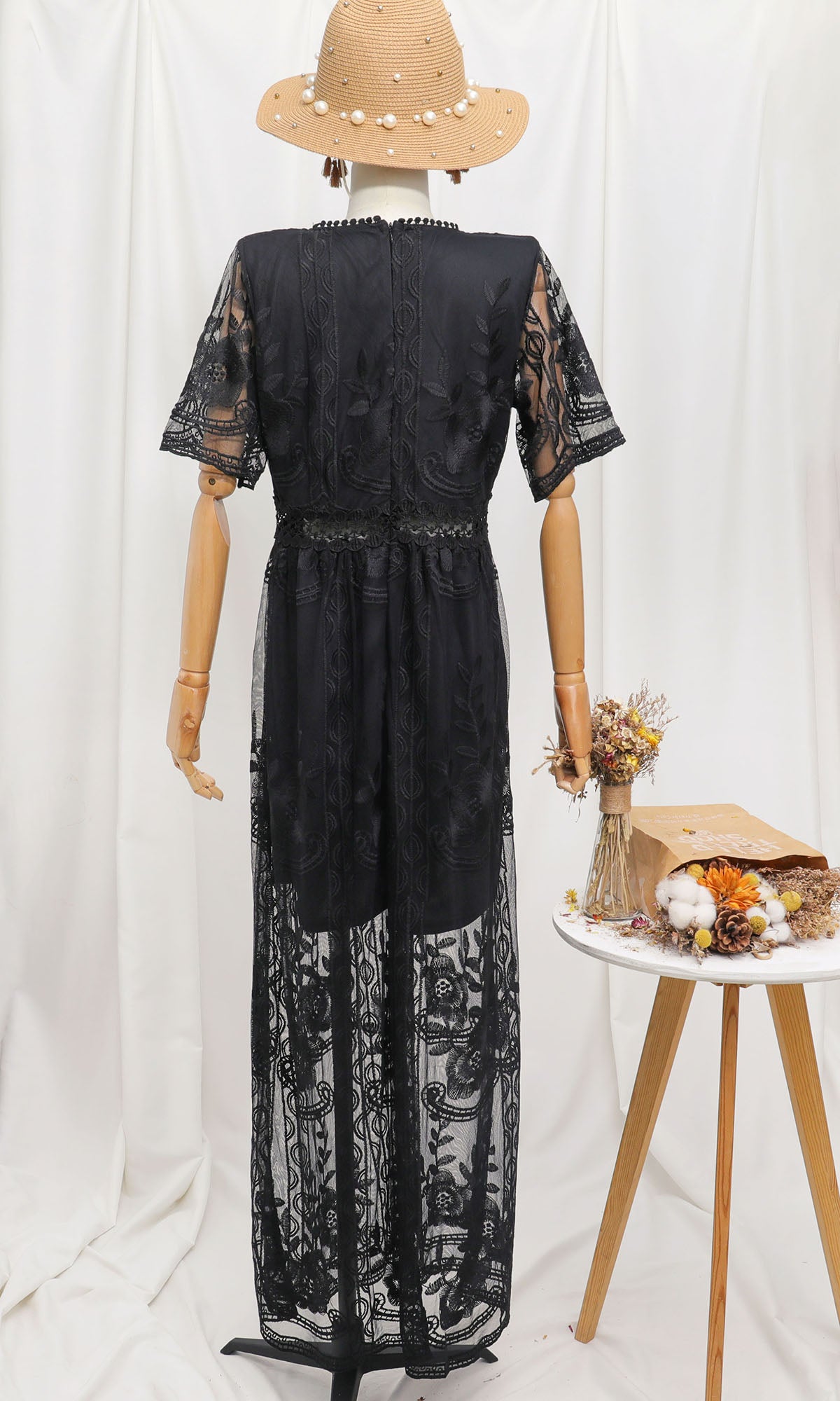 Summer Boho Women Maxi Dress Loose Embroidery White Lace long Tunic Beach Dress Vacation Holiday Women Clothing