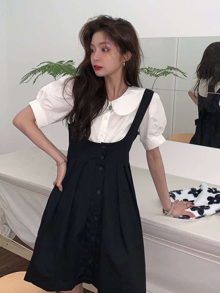 Summer Elegant Dresses Women Casual Short Sleeve Vintage Mini Dress Female Evening Party Dress Kawaii 2 Piece Set Design