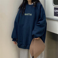 Hoodies Women Chic Letter High Street All-match Simple Unisex Couples Oversized Sweatshirt Thicker Soft Fall Basic Lady Clothing