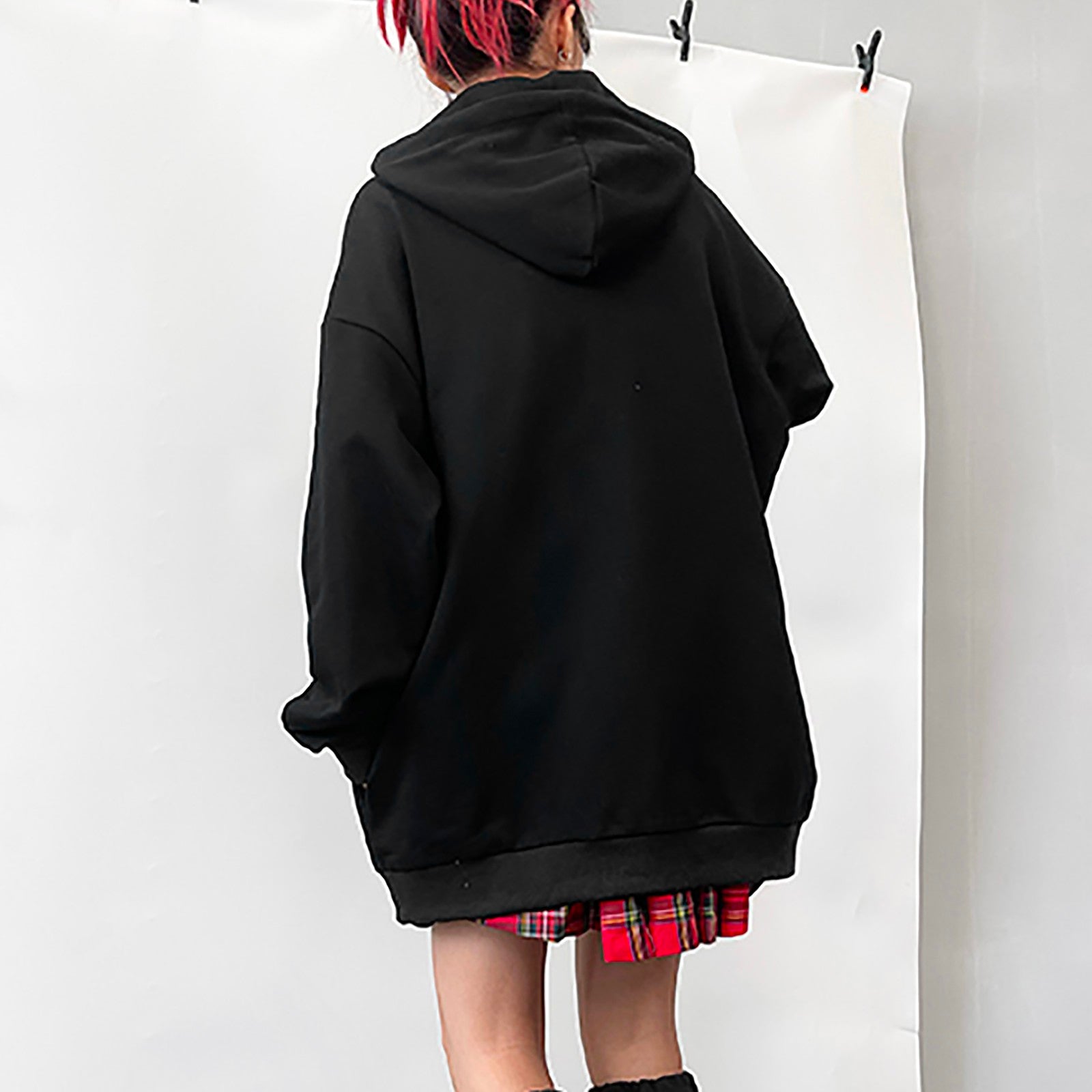 Ladies Hoodies Goth Hoodie Harajuku Woman Clothes Autumn Hooded Sweatshirts Loose Skull Printed Zip Long Sleeve Jacket Coat Top