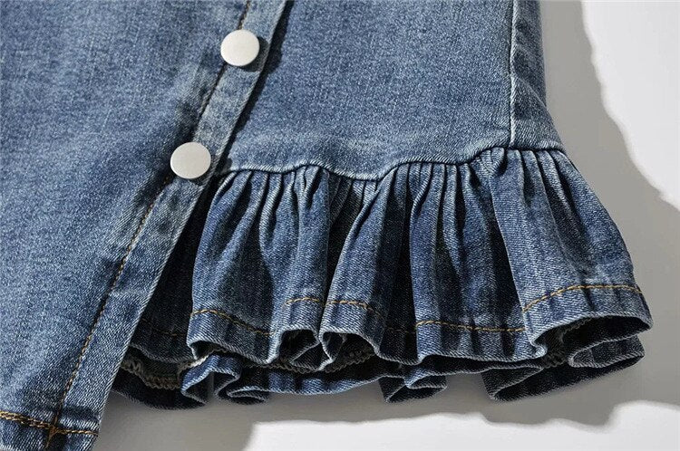 Harajuku Punk Y2K Denim Mini Pleated Skirt Ladies Summer High Waist Jeans Shorts Skirts Women Ruffles Fashion Korean