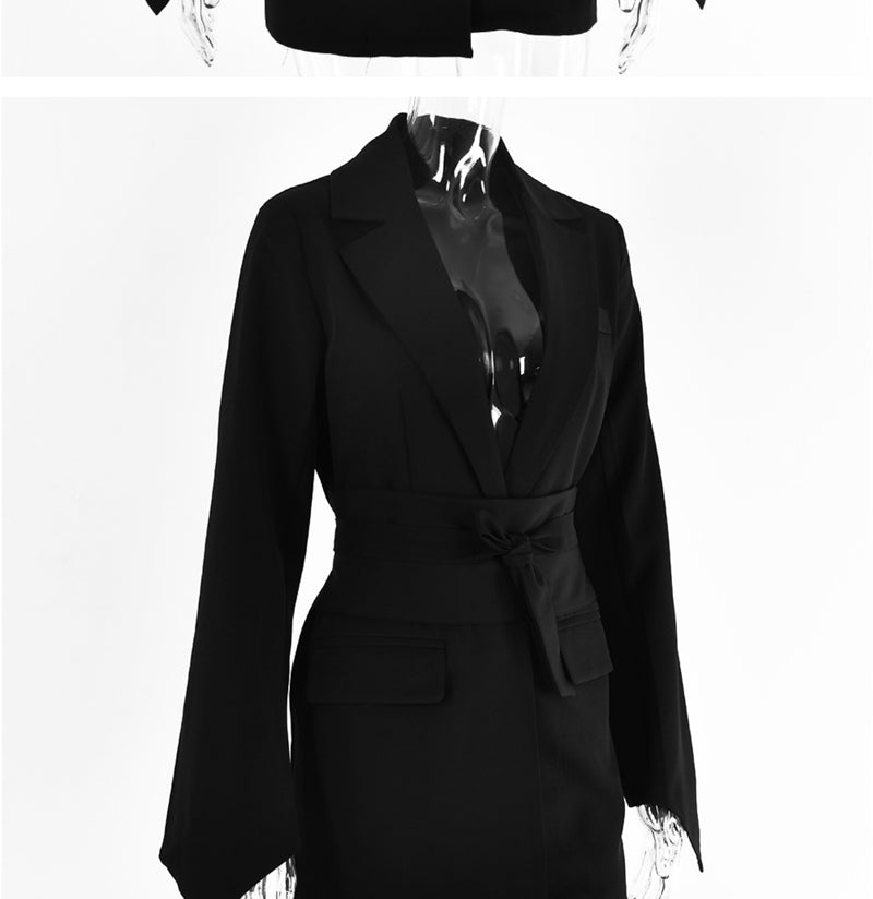 Spring Autumn Jacket Suit Women Blazer Double Faced Fleece Fashion Lace-up Wrap Waist Slim Lady Cardigan Coat For Female