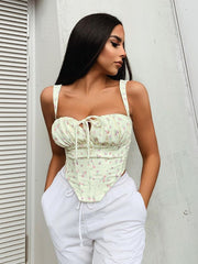 Lizakosht  High Quality Elegant Sexy V-neck Crop Tops Summer Floral Women's Corset Top  Club Party Tee Shirts Mujer
