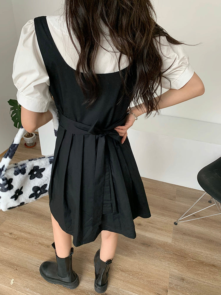 Summer Elegant Dresses Women Casual Short Sleeve Vintage Mini Dress Female Evening Party Dress Kawaii 2 Piece Set Design