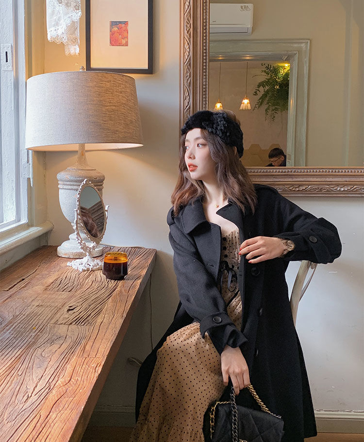 French Vintage Midi Dress Women Puffer Sleeve Square Collor Office Elegant Dress Female 2021 Spring Dot One Piece Dress Korean